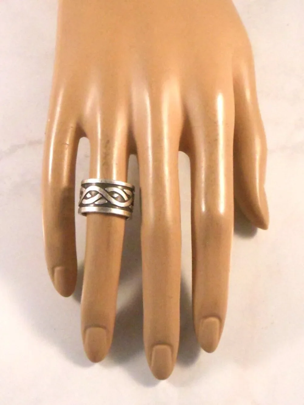 Sterling Silver Band Ring With Braided Wave Design Size 6 - Mexican Made
